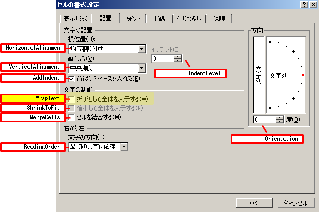 Excelで文字は縦書きにして数字は横書きに